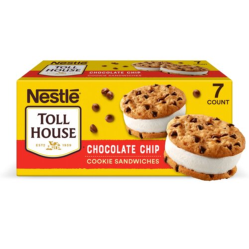 Nestlé Toll House Chocolate Chip Cookie Frozen Dairy Dessert Sandwiches, 7 count, 28 fl oz