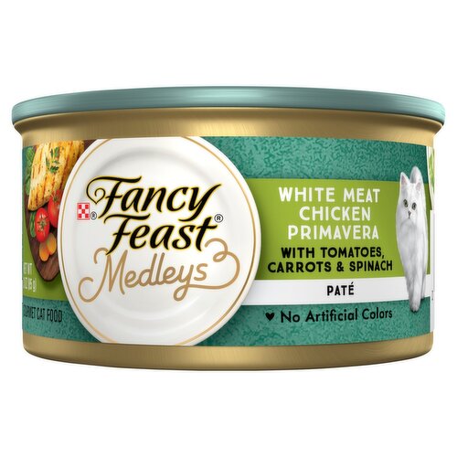 Purina Fancy Feast Medleys White Meat Chicken Primavera Paté Gourmet Cat Food, 3 oz