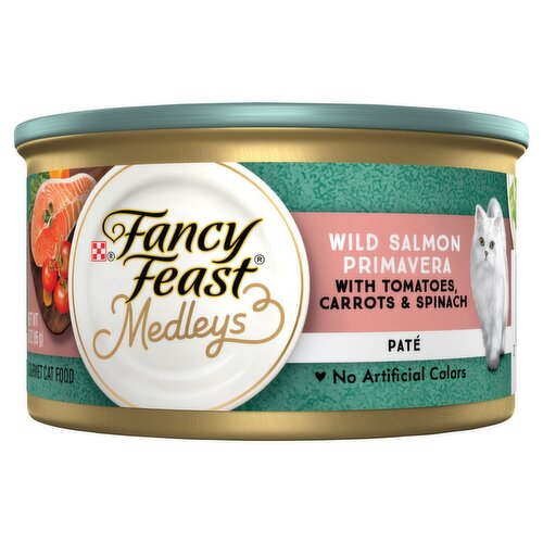 Purina Fancy Feast Medleys Wild Salmon Primavera Paté Gourmet Cat Food, 3 oz