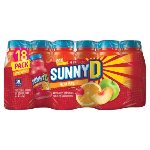Sunny D Fruit Punch Juice, 6.75 fl oz, 18 count