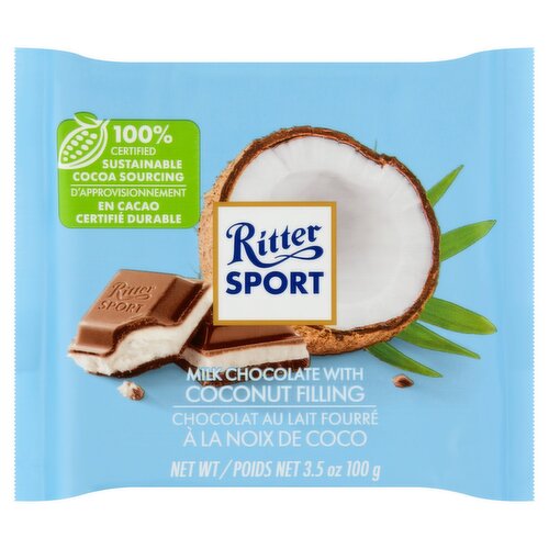 Ritter Sport Milk Chocolate with Coconut Filling, 3.5 oz