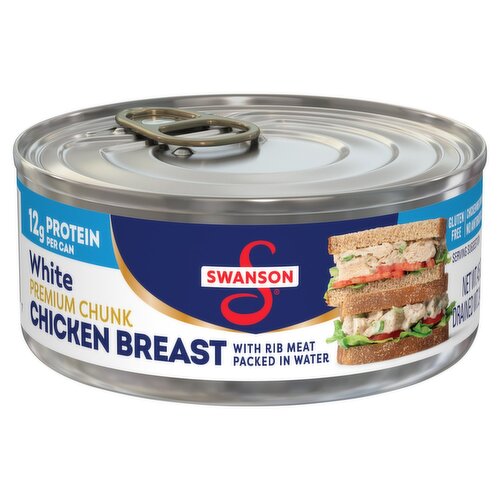 Swanson White Premium Chunk Chicken Breast with Rib Meat Packed in Water, 4.5 oz