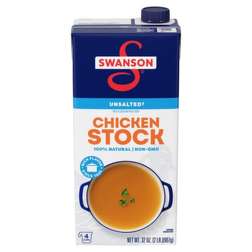 Swanson Unsalted Chicken Stock, 32 oz