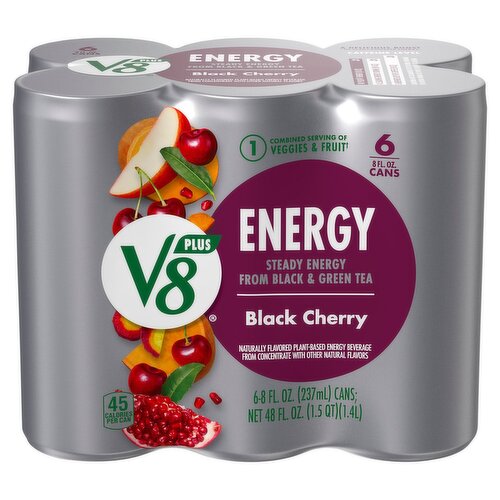 V8 Plus Black Cherry Energy Drink, 8 fl oz, 6 count