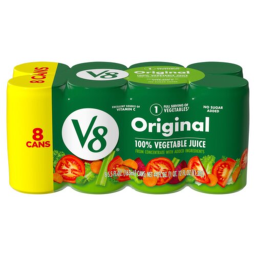 V8 Original 100% Vegetable Juice, 5.5 fl oz, 8 count