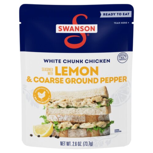 Swanson White Chunk Chicken Seasoned with Lemon & Coarse Ground Pepper, 2.6 oz