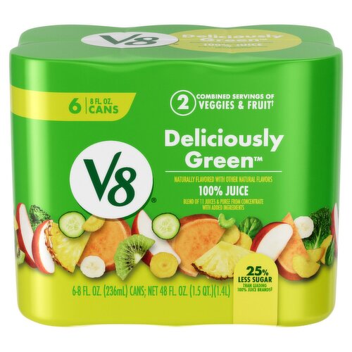 V8 Deliciously Green 100% Juice, 8 fl oz, 6 count