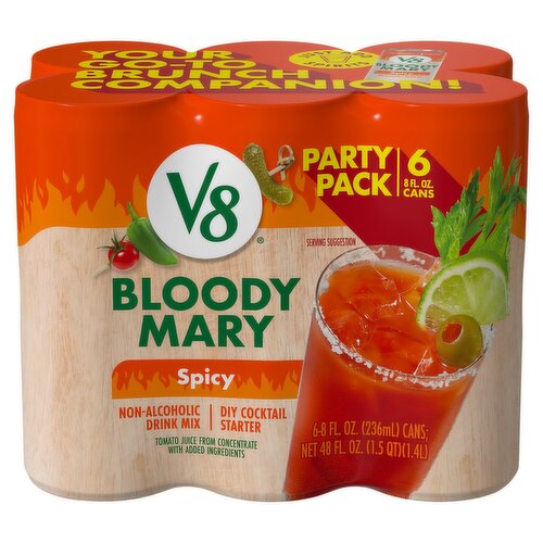 V8 Spicy Bloody Mary Non-Alcoholic Drink Mix Party Pack, 8 fl oz, 6 count