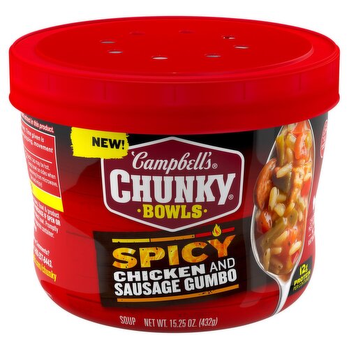 Campbell's Chunky Spicy Chicken and Sausage Gumbo Soup Bowls, 15.25 oz