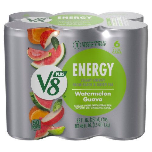 V8 Plus Watermelon Guava Energy Beverage, 8 fl oz, 6 count