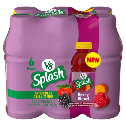 V8 Splash Berry Blend Flavored Juice Beverage, 12 fl oz, 6 count