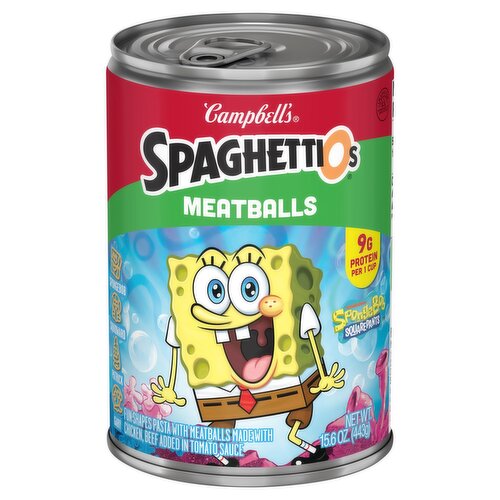 Campbell's SpaghettiOs Spongebob Squarepants Fun Shapes Pasta with Meatballs, 15.6 oz