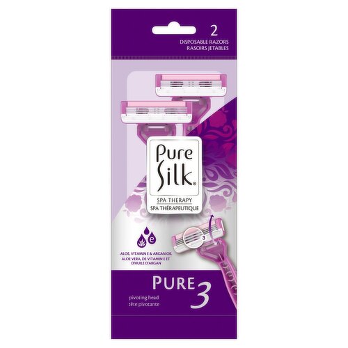 Pure Silk Spa Therapy Pure 3 Disposable Razors, 2 count