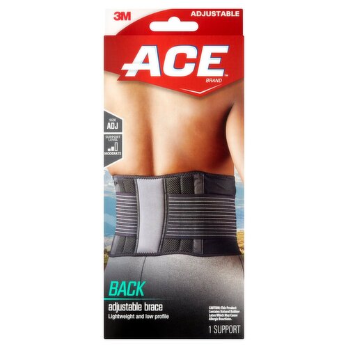 ACE™ Brand Back Brace, Adjustable, Black/Gray, 1/Pack