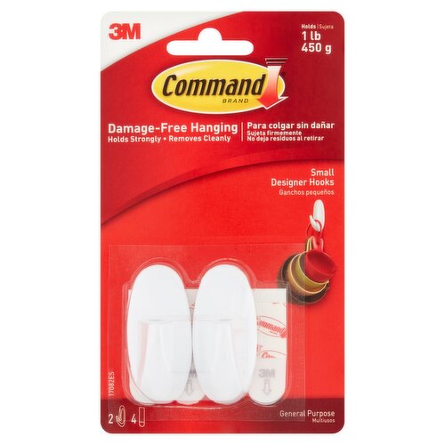 Command Brand General Purpose Small Designer Hooks, 2 count