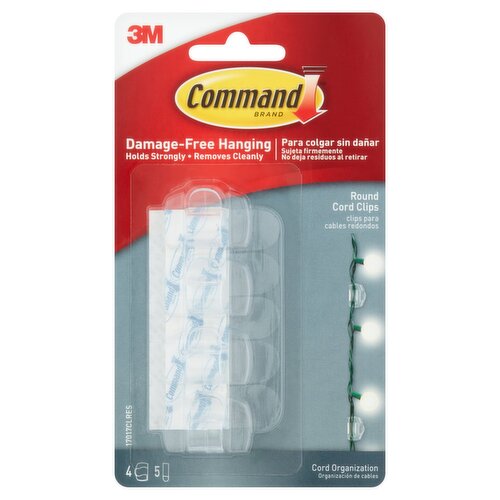 Command™ Clear Round Cord Clips; 4 Clips, 5 Strips/Pack