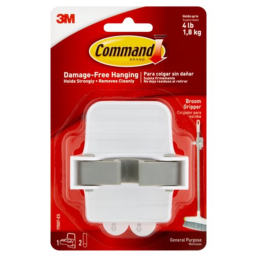 Command™ Broom Gripper, 1 Gripper, 2 Strips/Pack