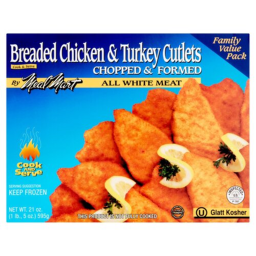 Meal Mart All White Meat Breaded Chicken & Turkey Cutlets Family Value Pack, 21 oz