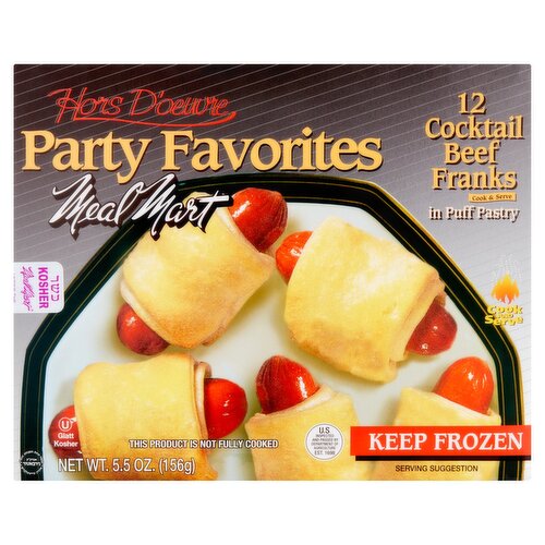 Meal Mart Party Favorites Hors D'oeuvre Cocktail Beef Franks in Puff Pastry, 12 count, 5.5 oz