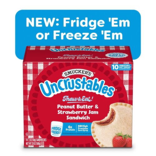 Smucker's Uncrustables Peanut Butter & Strawberry Jam Sandwich, 2 oz, 10 count