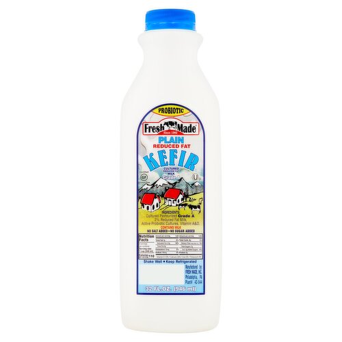 Fresh Made Probiotic Reduced Fat Plain Kefir, 32 fl oz