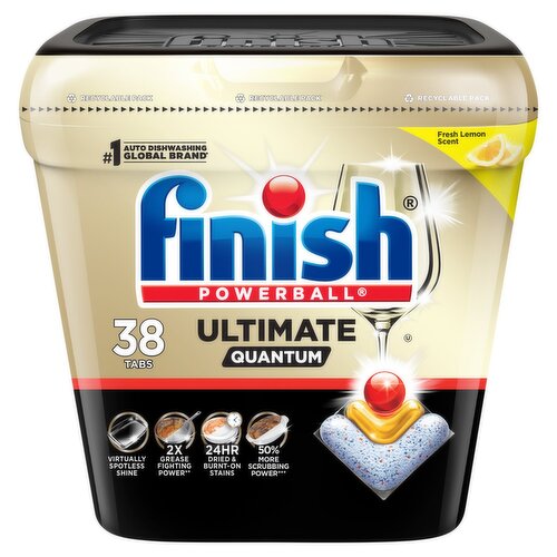 Finish Powerball Quantum Ultimate Fresh Lemon Scent Dishwasher Detergent, 38 count, 15.4 oz