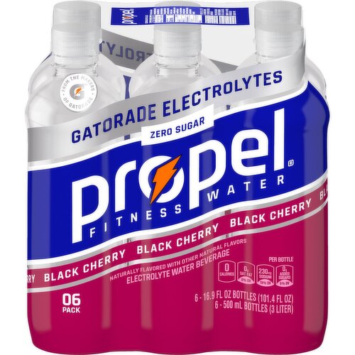 Propel Zero Sugar Electrolyte Water Beverage Black Cherry 16.9 Fl Oz 6 Count