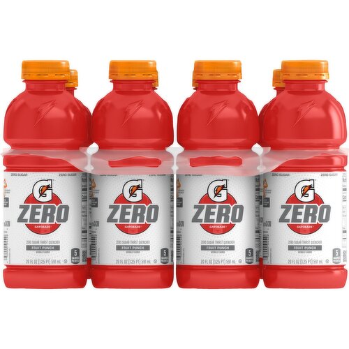 Gatorade Zero Zero Sugar Thirst Quencher Fruit Punch 20 Fl Oz 8 Count