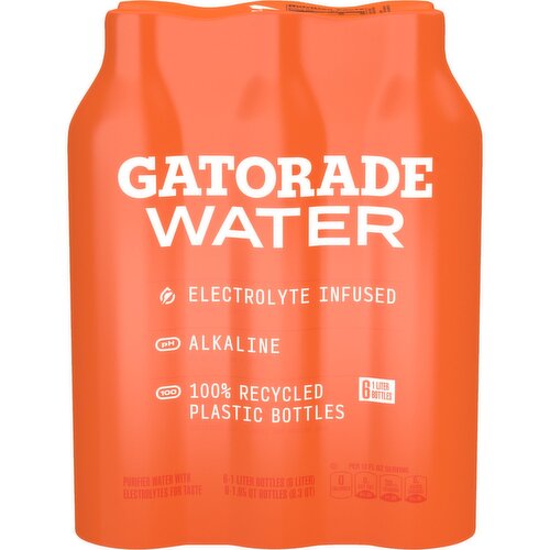 Gatorade Purified Water, Unflavored, 1Liter, 6 Count