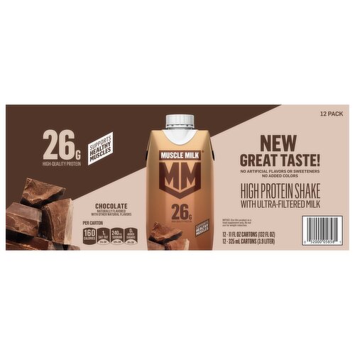 Muscle Milk High Protein Shake with Ultra-Filtered Milk Chocolate 11 Fl Oz, 12 Count