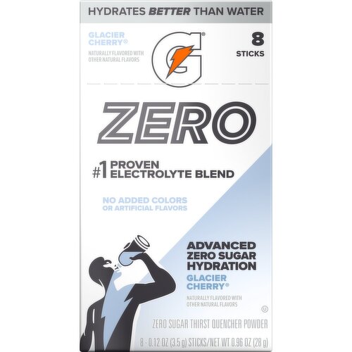 Gatorade Zero Thirst Quencher Powder Glacier Cherry 0.12 Oz X 8