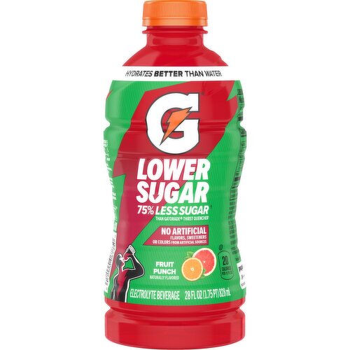 Gatorade Lower Sugar Electrolyte Beverage Fruit Punch, 28 Fl Oz