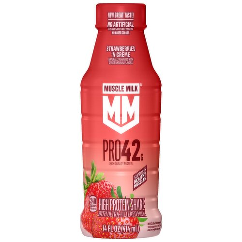 Muscle Milk PRO High Protein Shake with Ultra-Filtered Milk Strawberries N Creme 14 Fl Oz