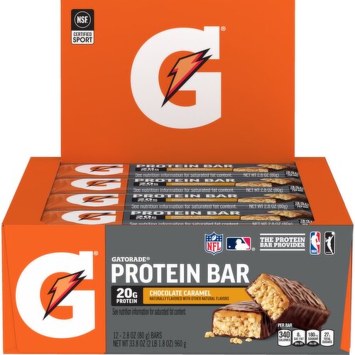 Gatorade Protein Bar Chocolate Caramel 2.8 Oz 12 Count
