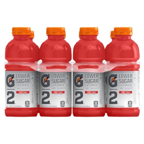 Gatorade G2 Lower Sugar Fruit Punch Thirst Quencher, 20 fl oz, 8 count