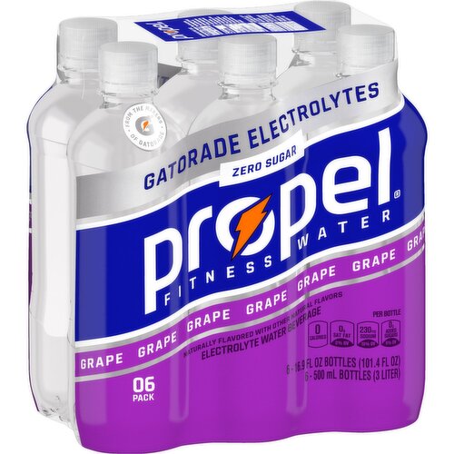 Propel Zero Sugar Electrolyte Water Beverage Grape 16.9 Fl Oz, 6 Count