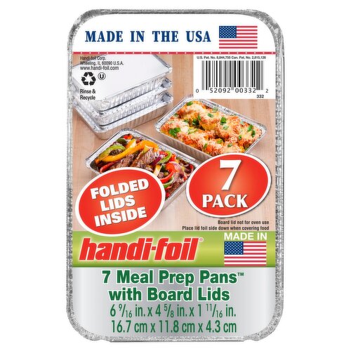 Handi-Foil Meal Prep Pans with Board Lids, 7 count