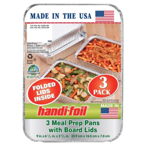 HANDI FOIL MEAL PREP PANS WITH BOARD LIDS 3CT