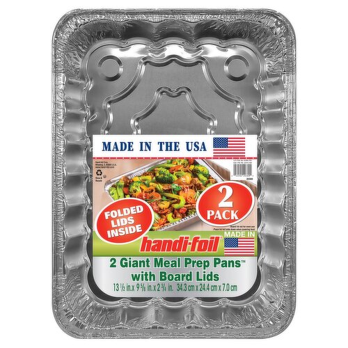 Handi-Foil Gaint Meal Prep Pans with Board Lids, 2 count