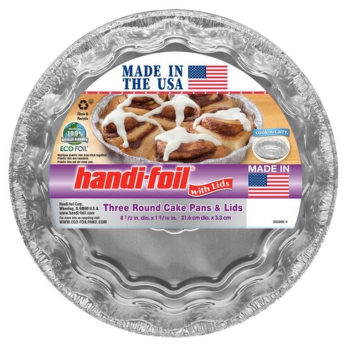 HANDI FOIL ROUND CAKE PANS & LIDS 3CT