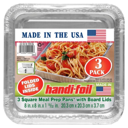 Handi-Foil Square Meal Prep Pans with Board Lids, 3 count