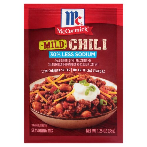 McCormick 30% Less Sodium Mild Chili Seasoning Mix, 1.25 oz