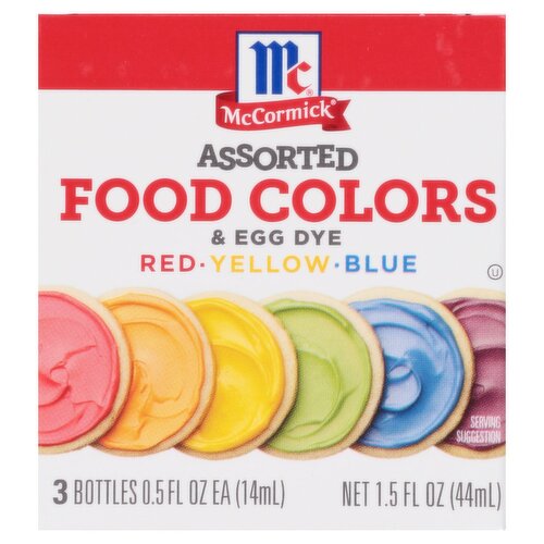 McCormick Assorted Food Colors & Egg Dye, 0.5 fl oz, 3 count