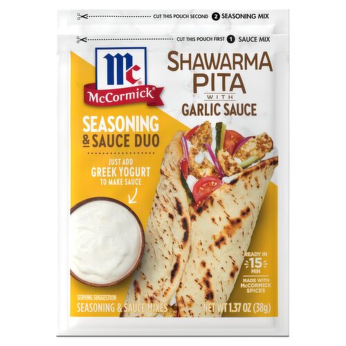 McCormick Shawarma Pita with Garlic Sauce Seasoning & Sauce Mixes, 1.37 oz