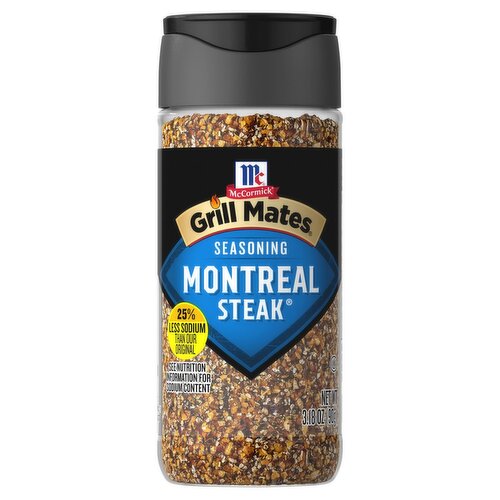 McCormick Grill Mates 25% Less Sodium Montreal Steak Seasoning, 3.18 oz