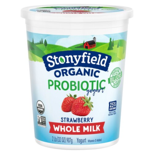 Stonyfield Organic Strawberry Whole Milk Probiotic Yogurt, 32 oz