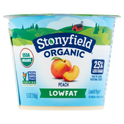 Stonyfield Organic Peach Lowfat Yogurt, 5.3 oz