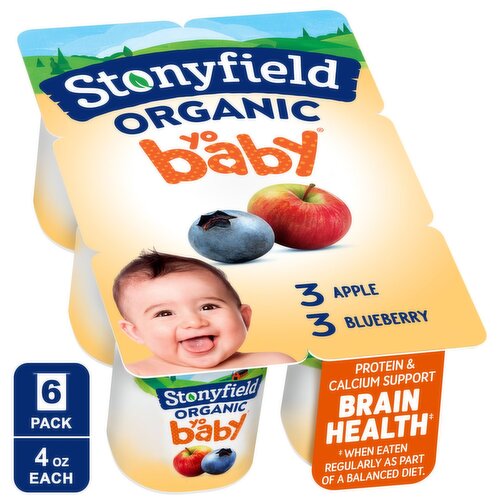 Stonyfield Organic YoBaby Whole Milk Probiotic Yogurt, 6+ Months, 4 oz, 6 count