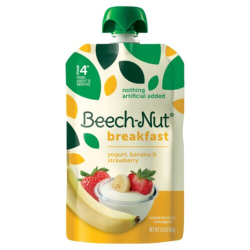 Beech-Nut Breakfast Yogurt, Banana & Strawberry Baby Food, Stage 4, from About 12 Months, 3.5 oz
