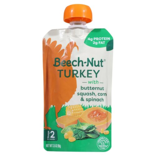 Beech-Nut Turkey with Butternut Squash, Corn & Spinach Baby Food, Stage 2, 6+ Months, 3.5 oz